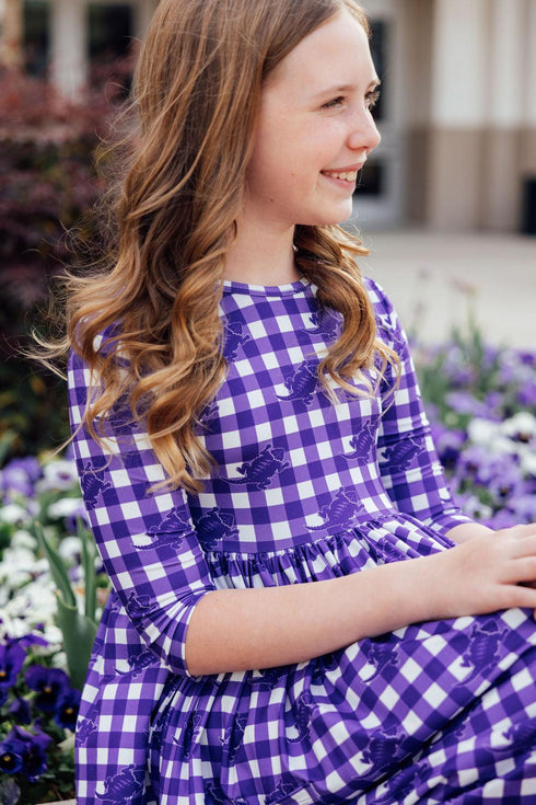 tcu-plaid-frog-3-4-sleeve-pocket-twirl-dress Mila & Rose - Sophia's Style-8